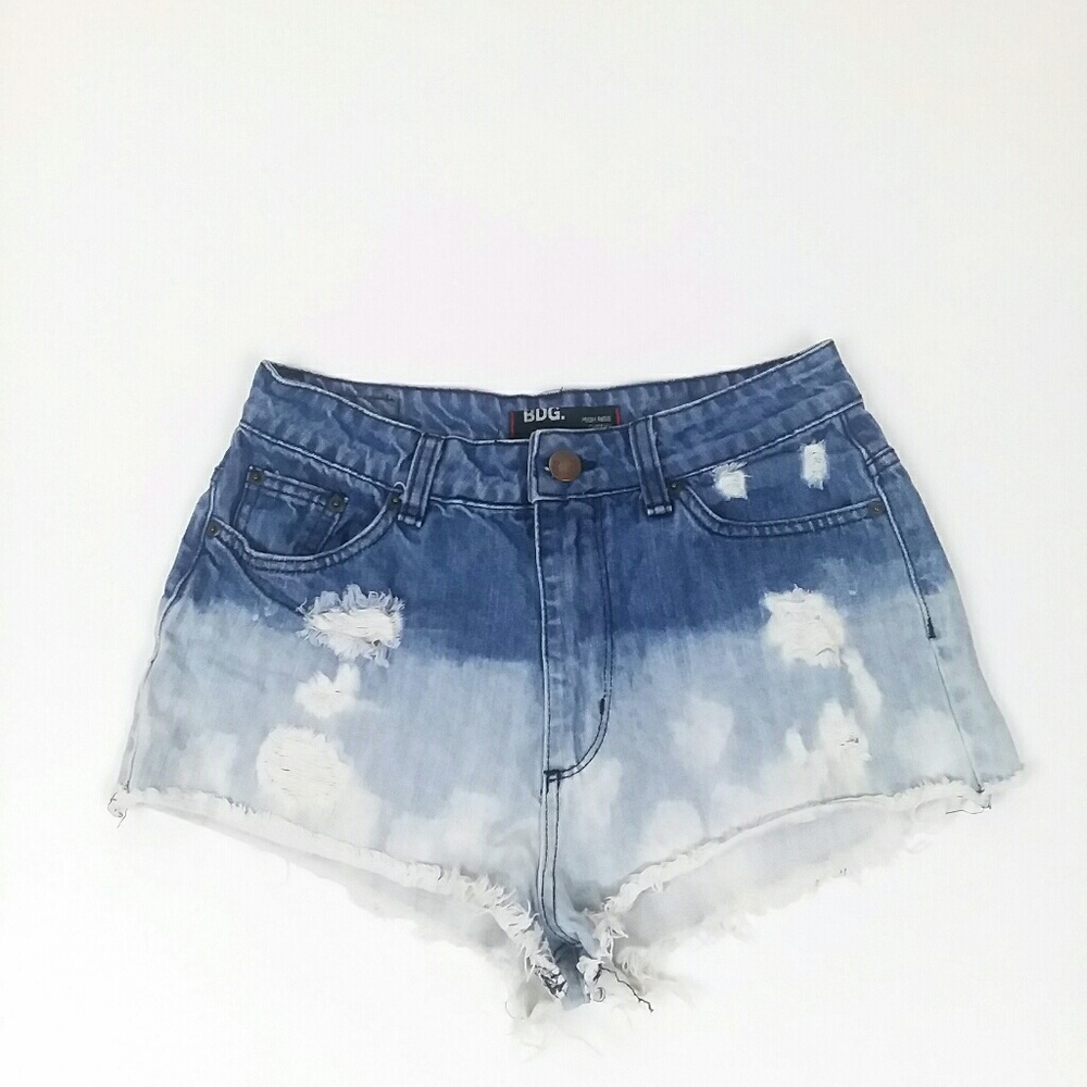 UA BDG high rise cheeky distressed ombre shorts